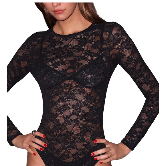 Fleur du Mal Tops - Fleur du Mal Black Lace Bodysuit